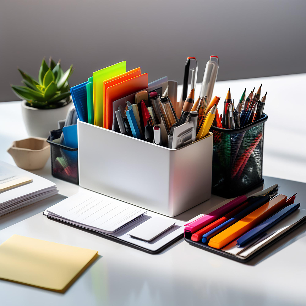 Oficina equipada con suministros artículos papelería oficina