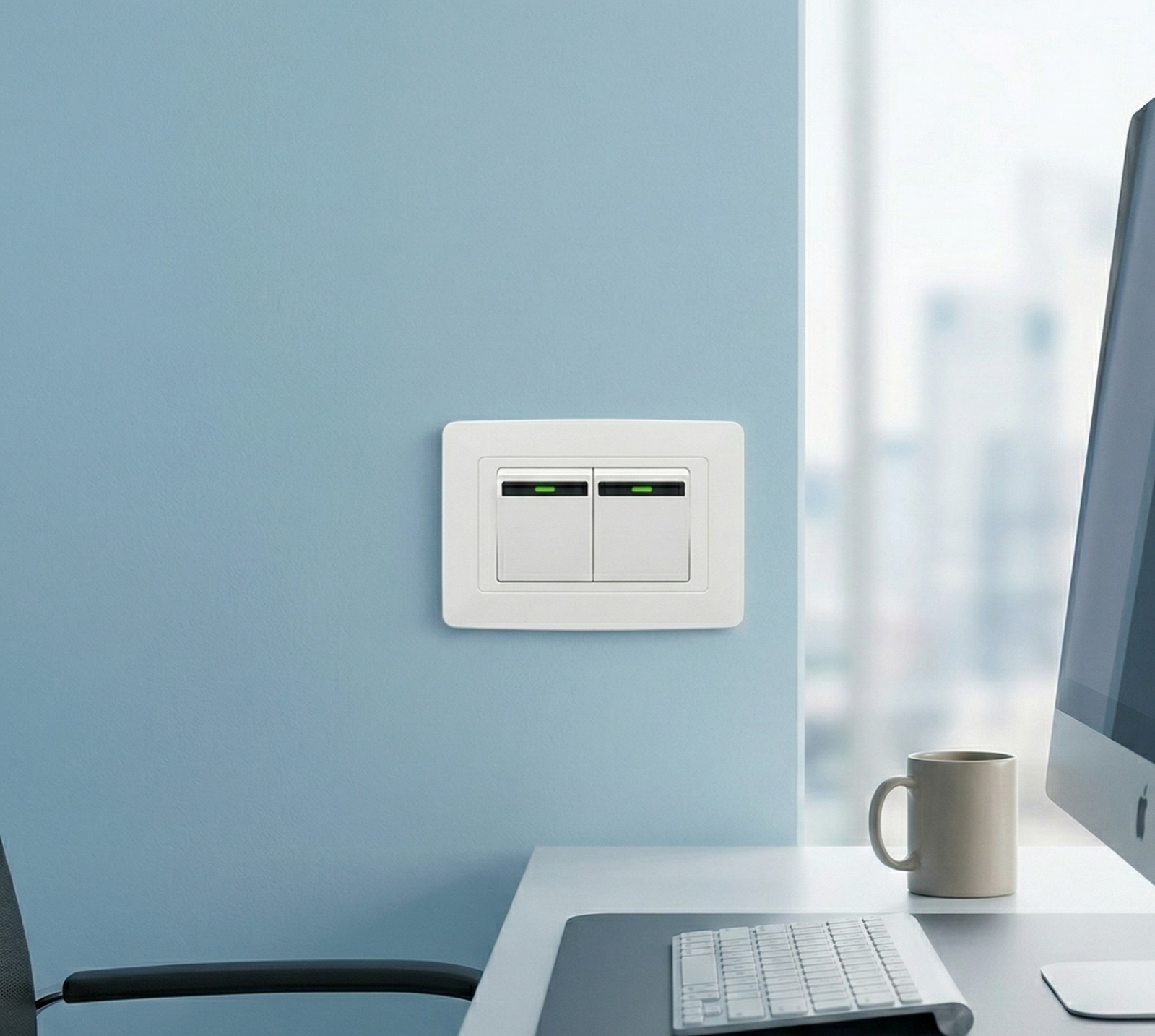 Oficina con interruptor luz doble