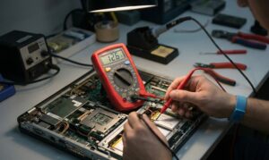Experto midiendo con un multimetro digital uni t